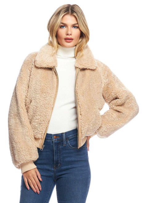 Fabulous-Furs Cream Faux Sherpa Sloane Bomber Jacket 