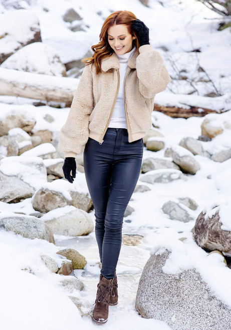 Fabulous-Furs Cream Faux Sherpa Sloane Bomber Jacket 