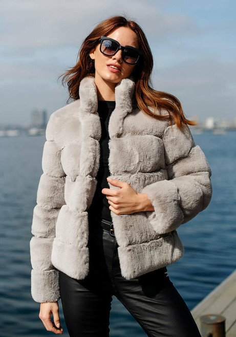 Fabulous-Furs Dove Faux Fur Posh Jacket 