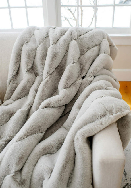 Fabulous-Furs Dove Faux Fur Posh Throw 