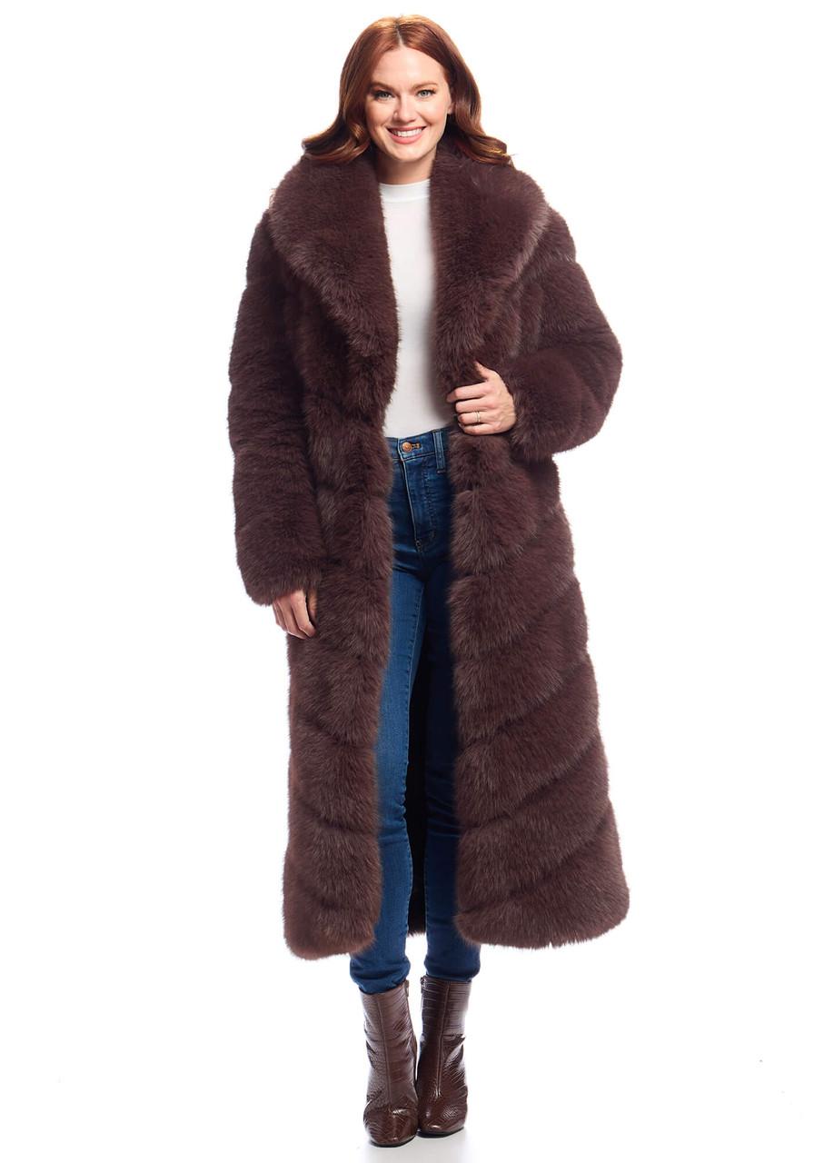 Fabulous-Furs Espresso Fox Faux Fur Vale Full-Length Coat 