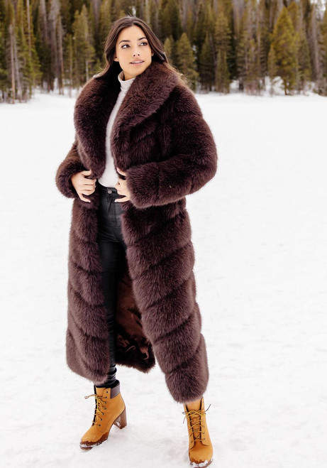 Fabulous-Furs Espresso Fox Faux Fur Vale Full-Length Coat 