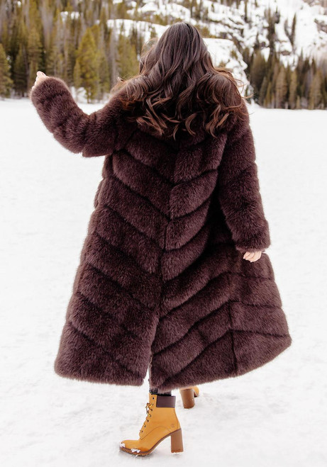 Fabulous-Furs Espresso Fox Faux Fur Vale Full-Length Coat 