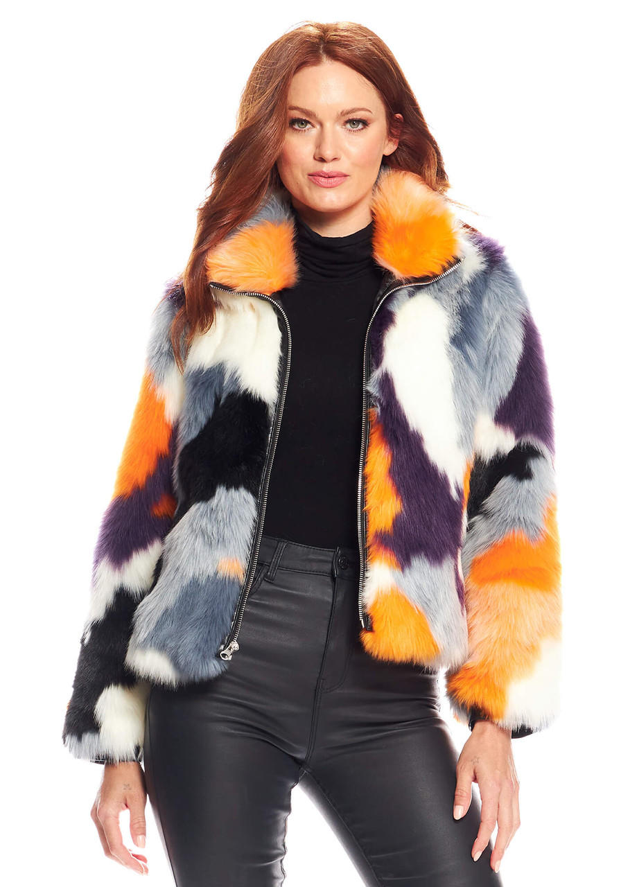 Fabulous-Furs Glow Up Faux Fur Zip Bomber Jacket 