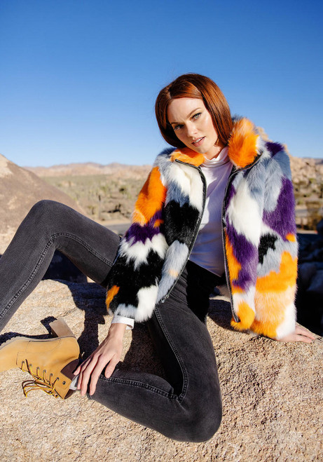 Fabulous-Furs Glow Up Faux Fur Zip Bomber Jacket 