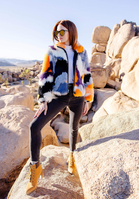 Fabulous-Furs Glow Up Faux Fur Zip Bomber Jacket 
