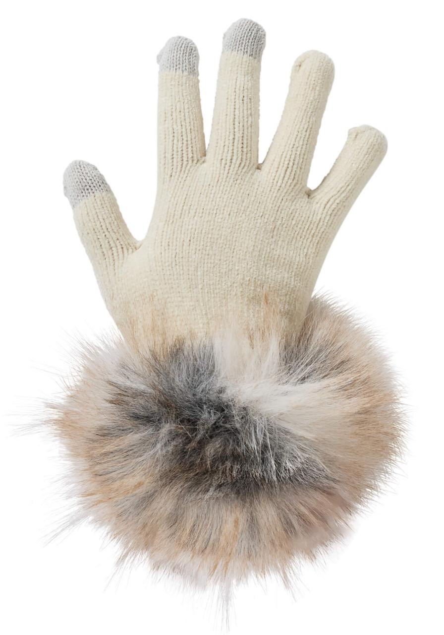 Fabulous-Furs Grey Chevron Faux Fur-Trimmed Tech Gloves 