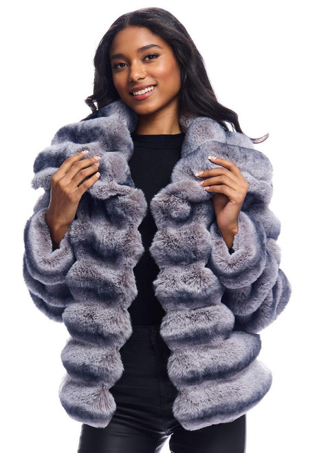 Fabulous-Furs Grey Faux Fur Carmella Chinchilla Coat 