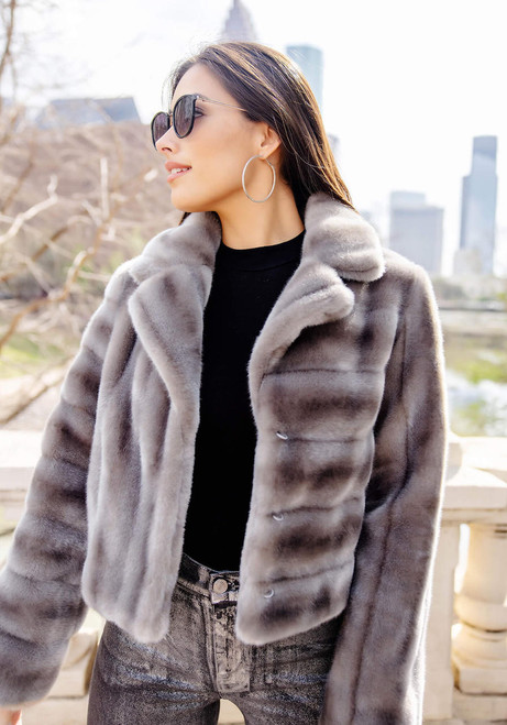 Fabulous-Furs Grey Faux Fur Maven Mink Jacket 