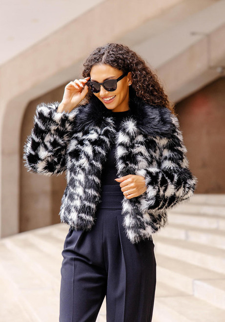 Fabulous-Furs Houndstooth Fox Faux Fur Naomi Jacket 