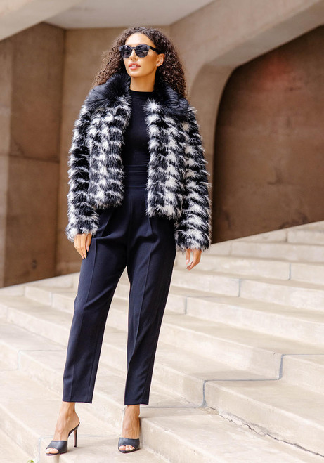Fabulous-Furs Houndstooth Fox Faux Fur Naomi Jacket 