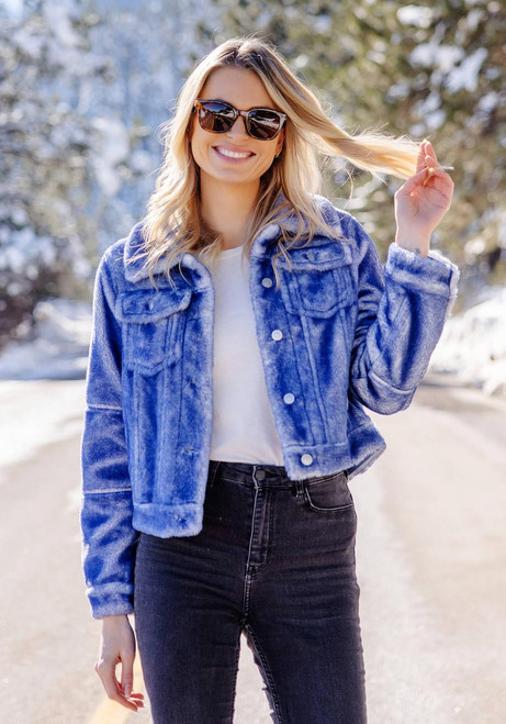 Fabulous-Furs Indigo Jeanius Faux Fur Denim Jacket 