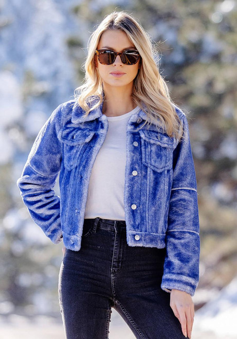 Fabulous-Furs Indigo Jeanius Faux Fur Denim Jacket 
