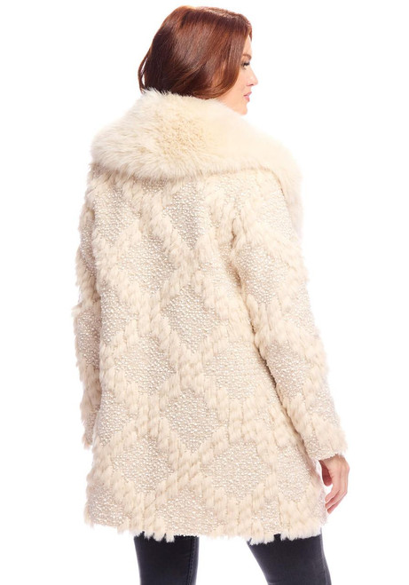 Fabulous-Furs Ivory Faux Fur Fox Collar Isla Coat