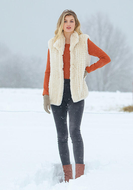 Fabulous-Furs Ivory Faux Fur Knitted Vest 
