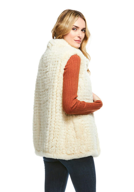 Fabulous-Furs Ivory Faux Fur Knitted Vest 