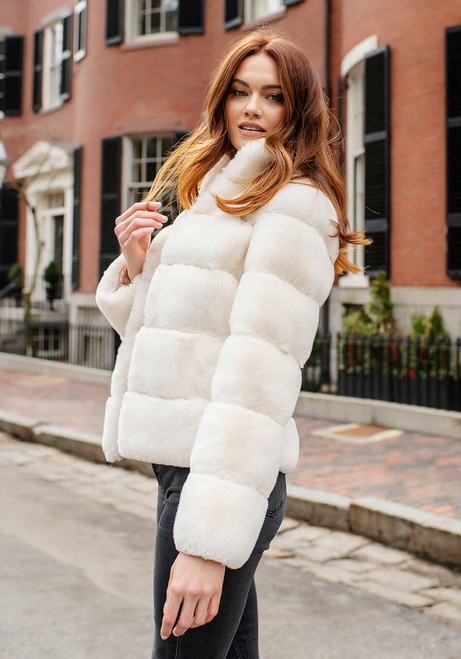 Fabulous-Furs Ivory Faux Fur Posh Jacket 