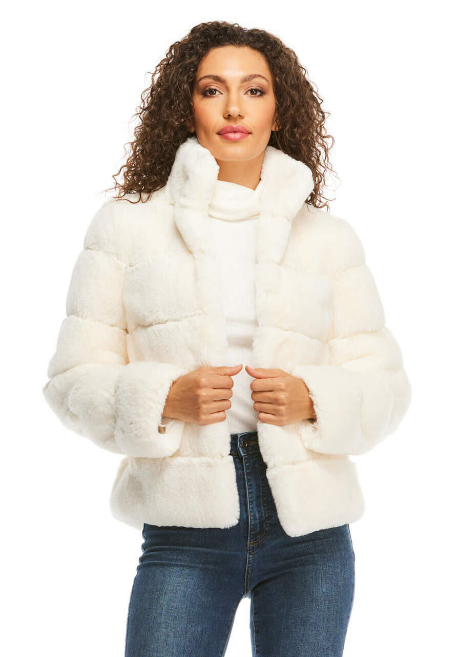 Fabulous-Furs Ivory Faux Fur Posh Jacket  Fabulous-Furs Ivory Faux Fur Posh Jacket