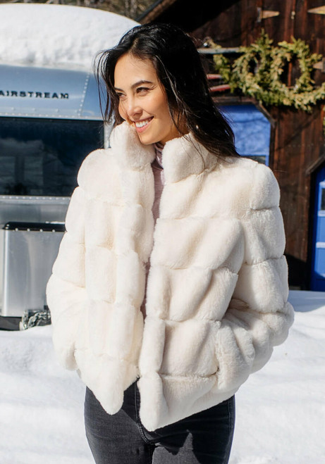 Fabulous-Furs Ivory Faux Fur Posh Jacket 