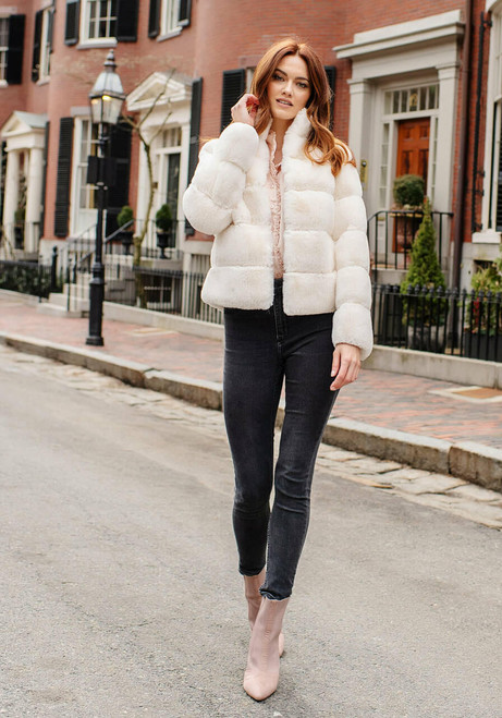 Fabulous-Furs Ivory Faux Fur Posh Jacket 