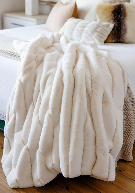 Fabulous-Furs Ivory Faux Fur Posh Throw 