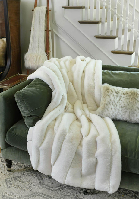 Fabulous-Furs Ivory Faux Fur Posh Throw 