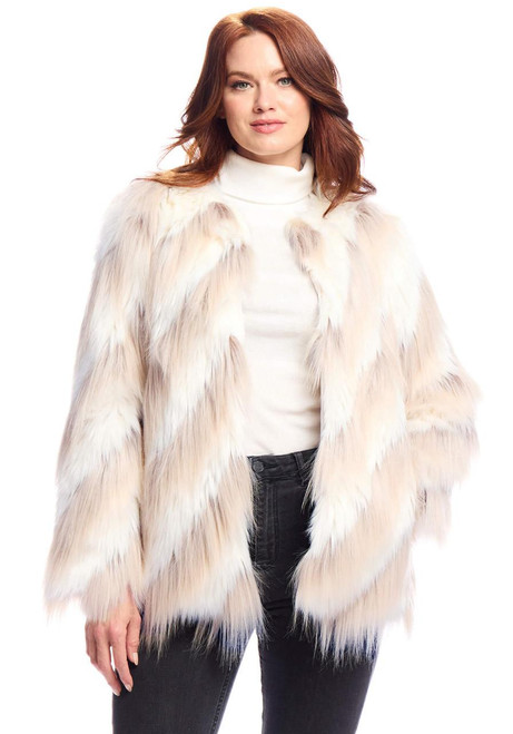 Fabulous-Furs Ivory Faux Fur Simply Biased Jacket 