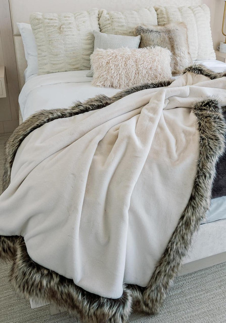 Fabulous-Furs Ivory Faux Sheared Beaver Alpine Weighted Throw 