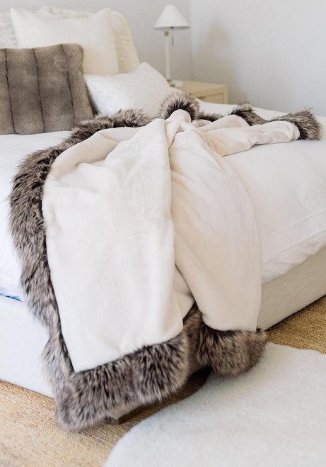 Fabulous-Furs Ivory Faux Sheared Beaver Alpine Weighted Throw 