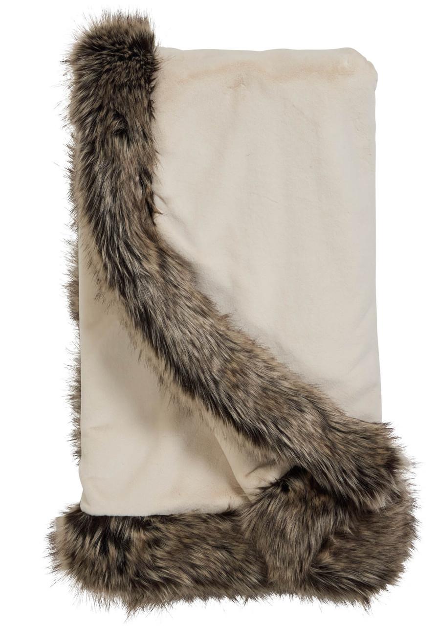 Fabulous-Furs Ivory Faux Sheared Beaver Alpine Weighted Throw 