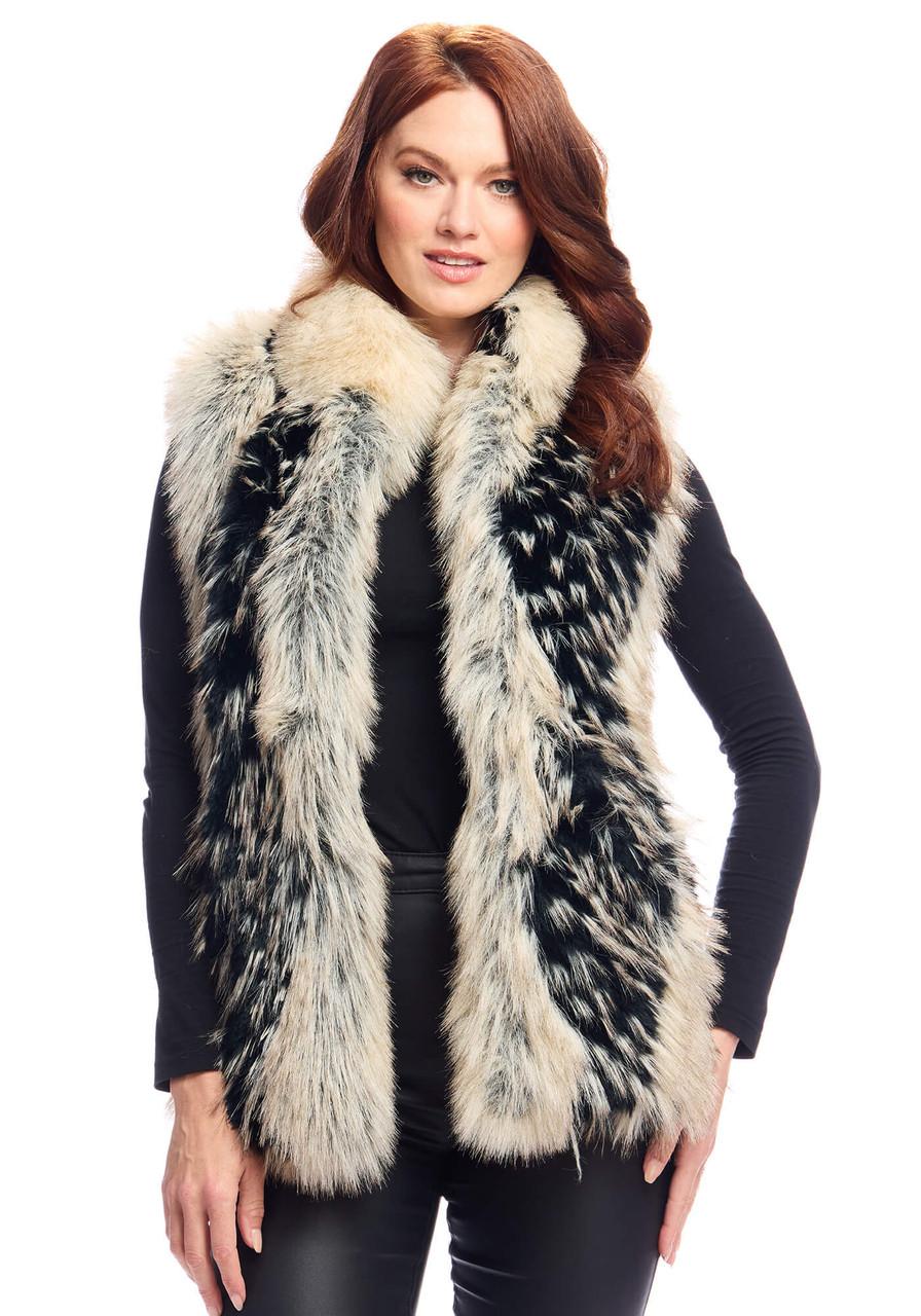 Fabulous-Furs Ivory Fox Faux Fur Hook Vest 