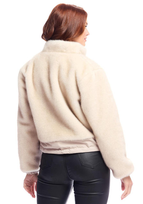 Fabulous-Furs Ivory Insta Reversible Faux Fur Zip Jacket 