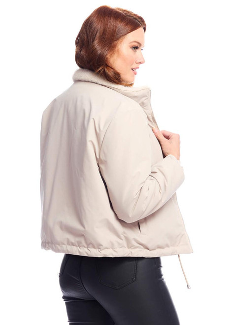 Fabulous-Furs Ivory Insta Reversible Faux Fur Zip Jacket 
