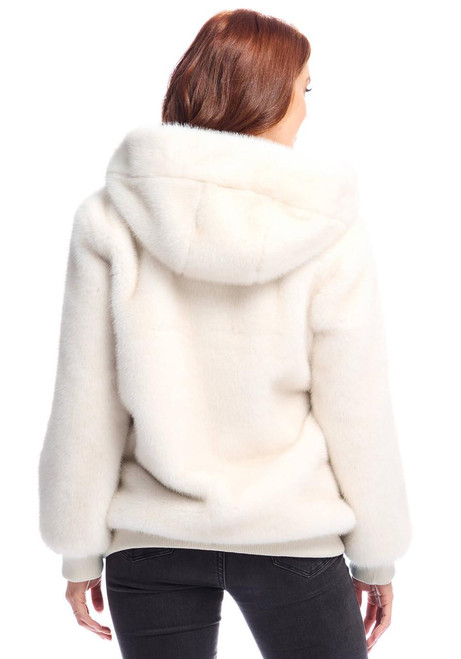 Fabulous-Furs Ivory Mink Faux Fur Ski Club Parka 