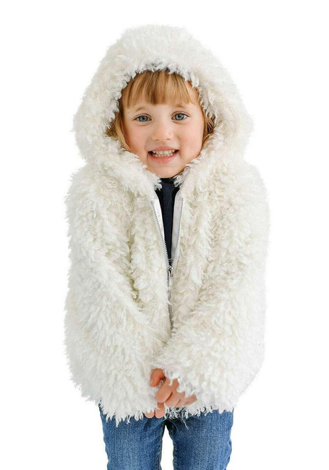 Fabulous-Furs Kids Ivory Lamb Faux Fur Hooded Parka