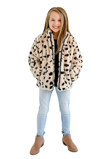 Fabulous-Furs Kid's Wild Cheetah Faux Fur Every-Day Zip Jacket 