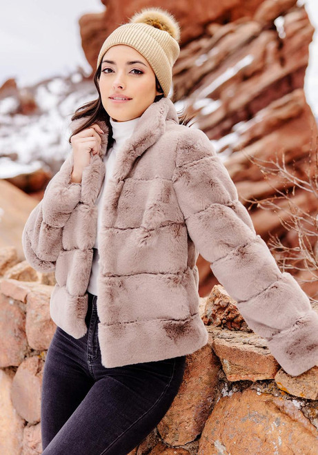 Fabulous-Furs Latte Faux Fur Posh Jacket 