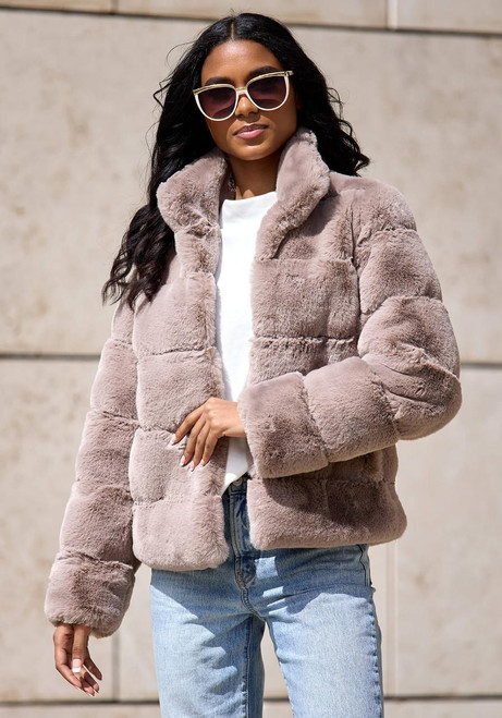 Fabulous-Furs Latte Faux Fur Posh Jacket 