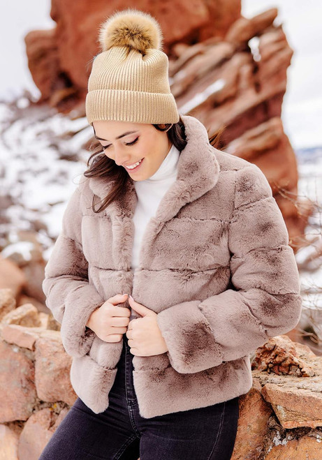 Fabulous-Furs Latte Faux Fur Posh Jacket 