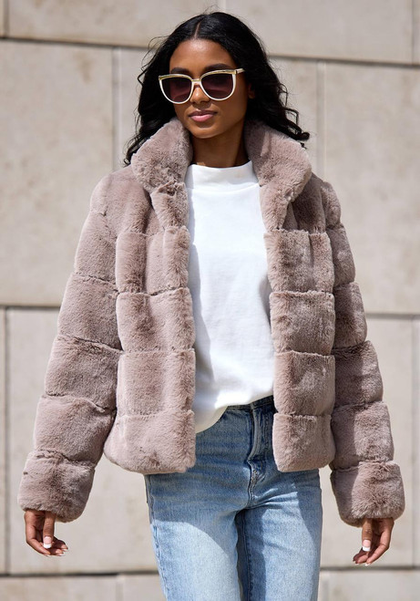 Fabulous-Furs Latte Faux Fur Posh Jacket 