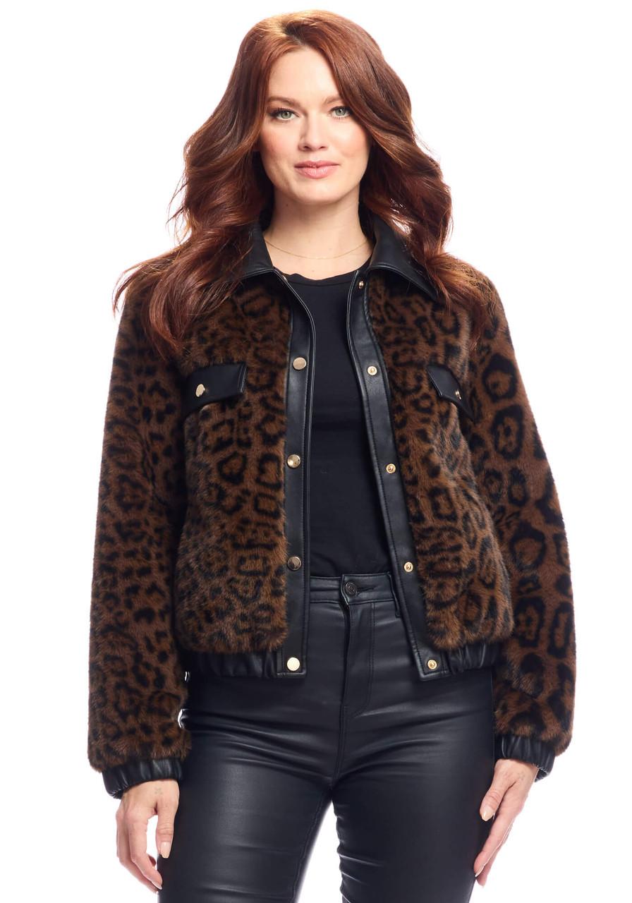 Fabulous-Furs Leopard Faux Fur Billie Bomber Jacket 