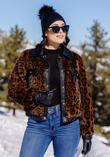 Fabulous-Furs Leopard Faux Fur Billie Bomber Jacket 
