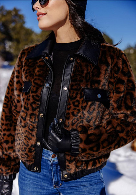 Fabulous-Furs Leopard Faux Fur Billie Bomber Jacket 