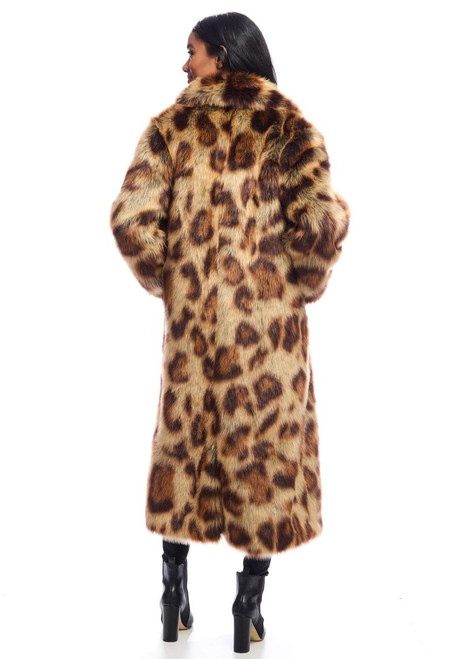 Fabulous-Furs Leopard Feline Fine Faux Fur Maxi Coat 