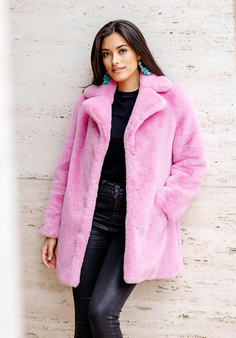 Fabulous-Furs Light Pink Faux Fur Le Mink Jacket 
