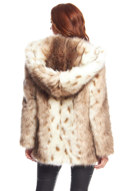 Fabulous-Furs Lynx Faux Fur Hooded Coat 