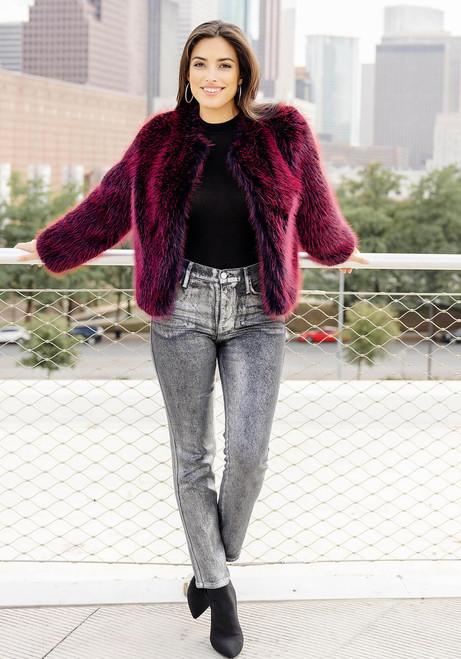 Fabulous-Furs Merlot Fox Faux Fur Happy Hour Jacket 