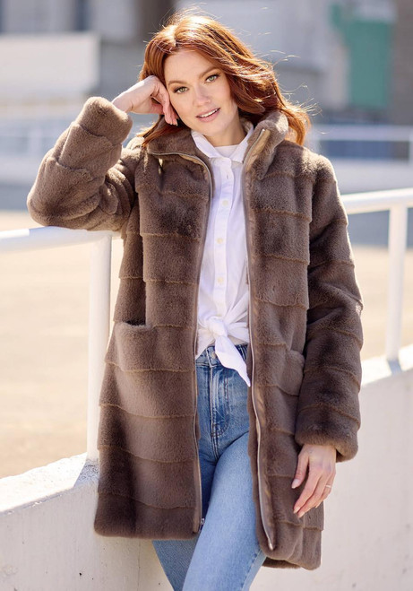 Fabulous-Furs Mocha Faux Fur Getaway Coat 