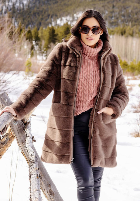 Fabulous-Furs Mocha Faux Fur Getaway Coat 