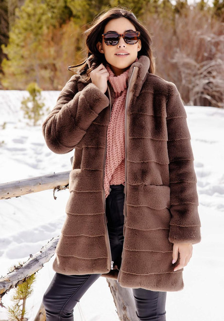 Fabulous-Furs Mocha Faux Fur Getaway Coat 